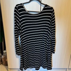 Anthropologie Black and White Striped Midi Dress